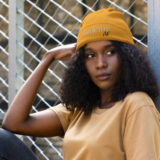 Worthy AF Organic ribbed beanie