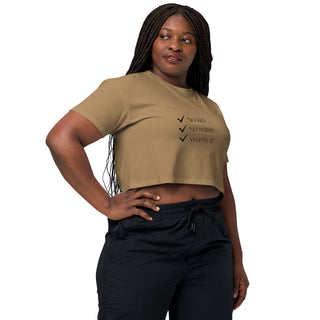 No kids. No regrets. Worthy af. Women’s crop top